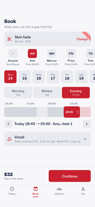 Shearora app home screen